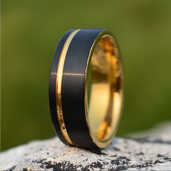 Black and Gold Tungsten Jewelry Ring - Picture 4 of 5